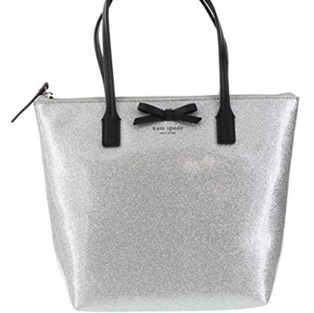 Kate Spade Silver Glitter Jeralyn Tote